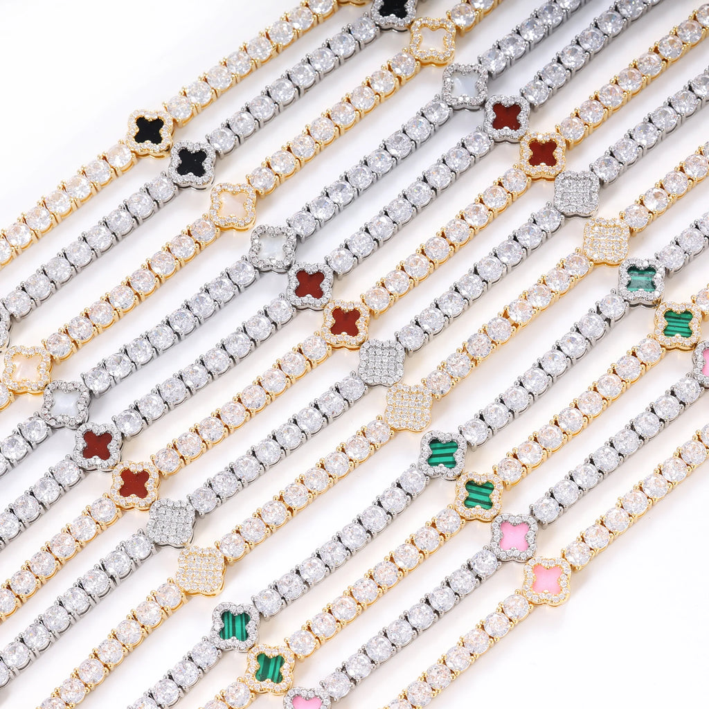 Tennis Clover Bracelet Iced Out 4mm