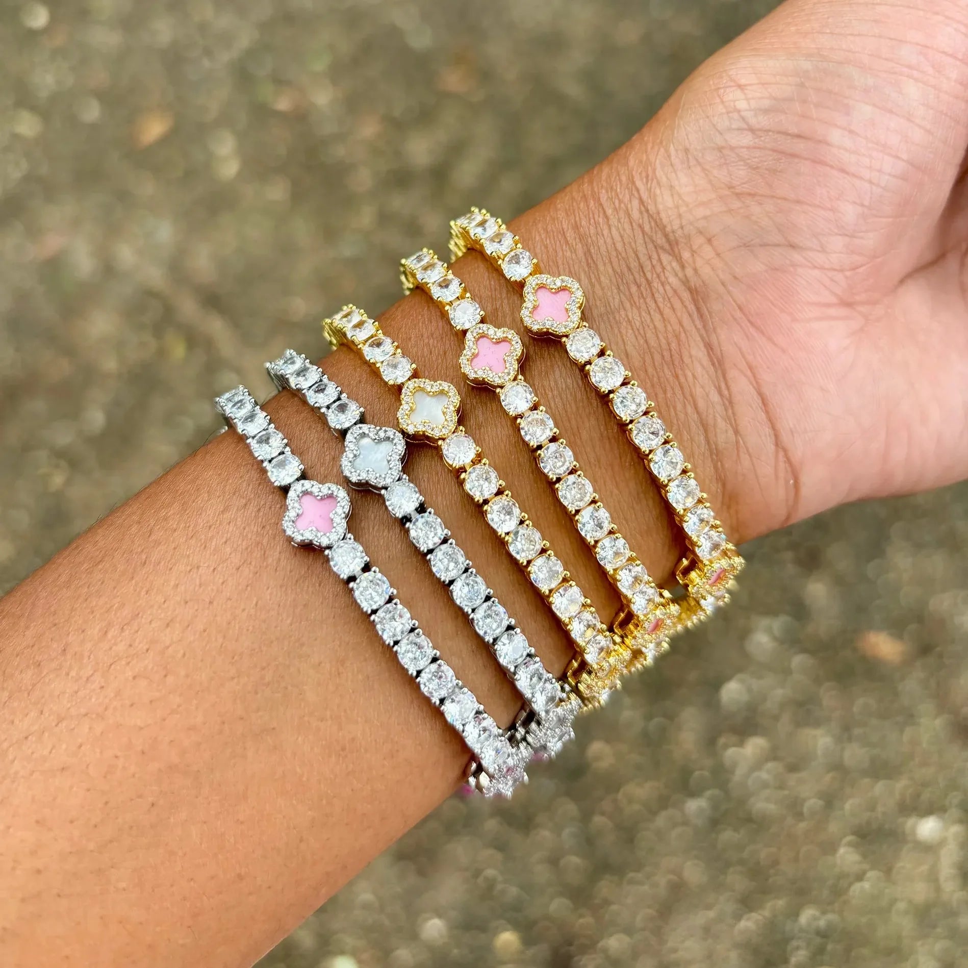 Tennis Clover Bracelet Iced Out 4mm