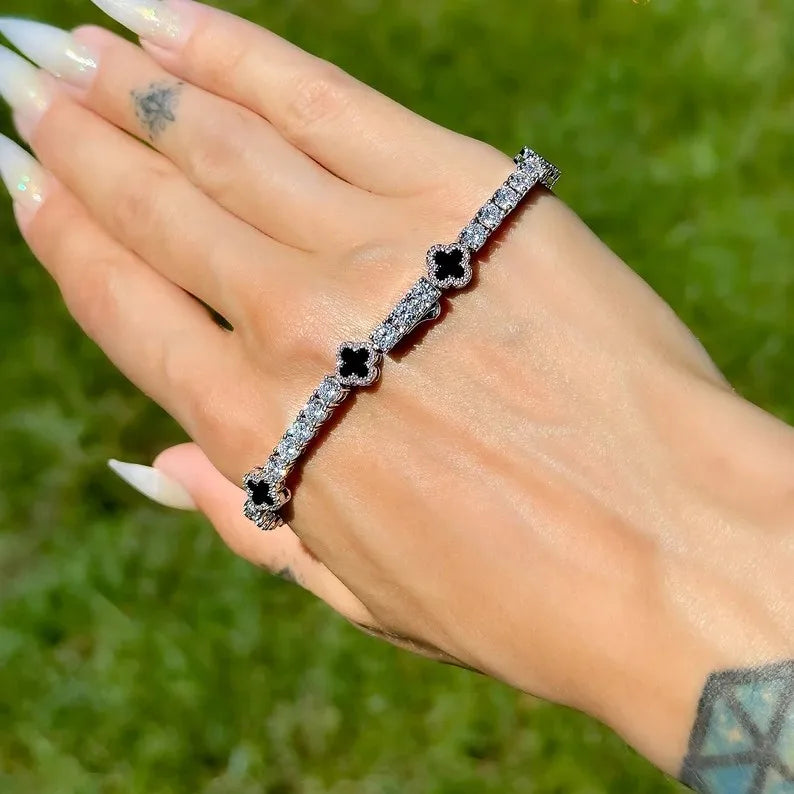 Tennis Clover Bracelet Iced Out 4mm