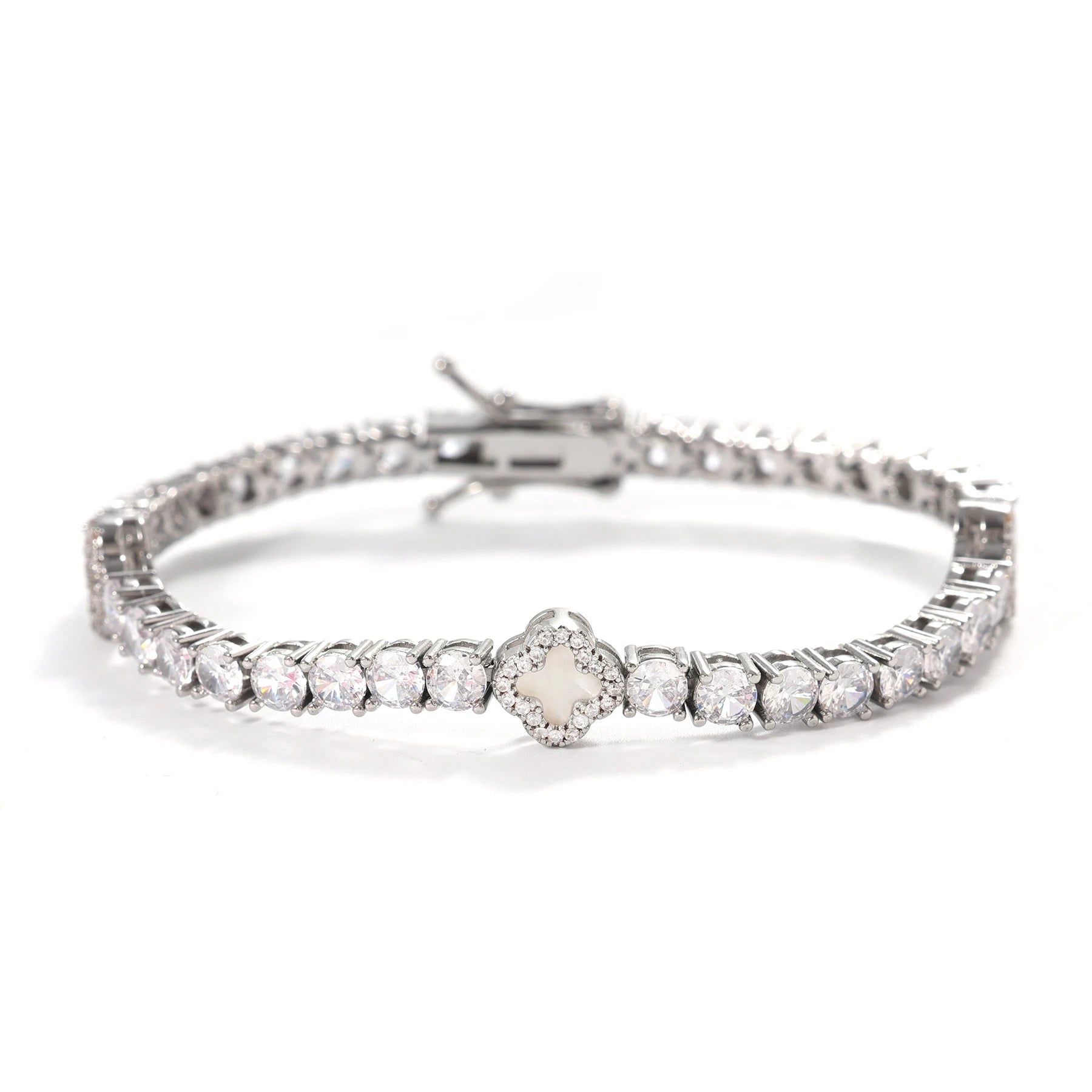 Tennis Clover Bracelet Iced Out 4mm