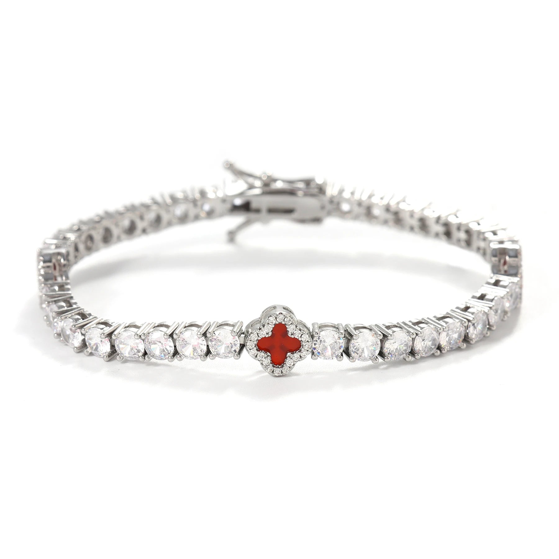 Tennis Clover Bracelet Iced Out 4mm