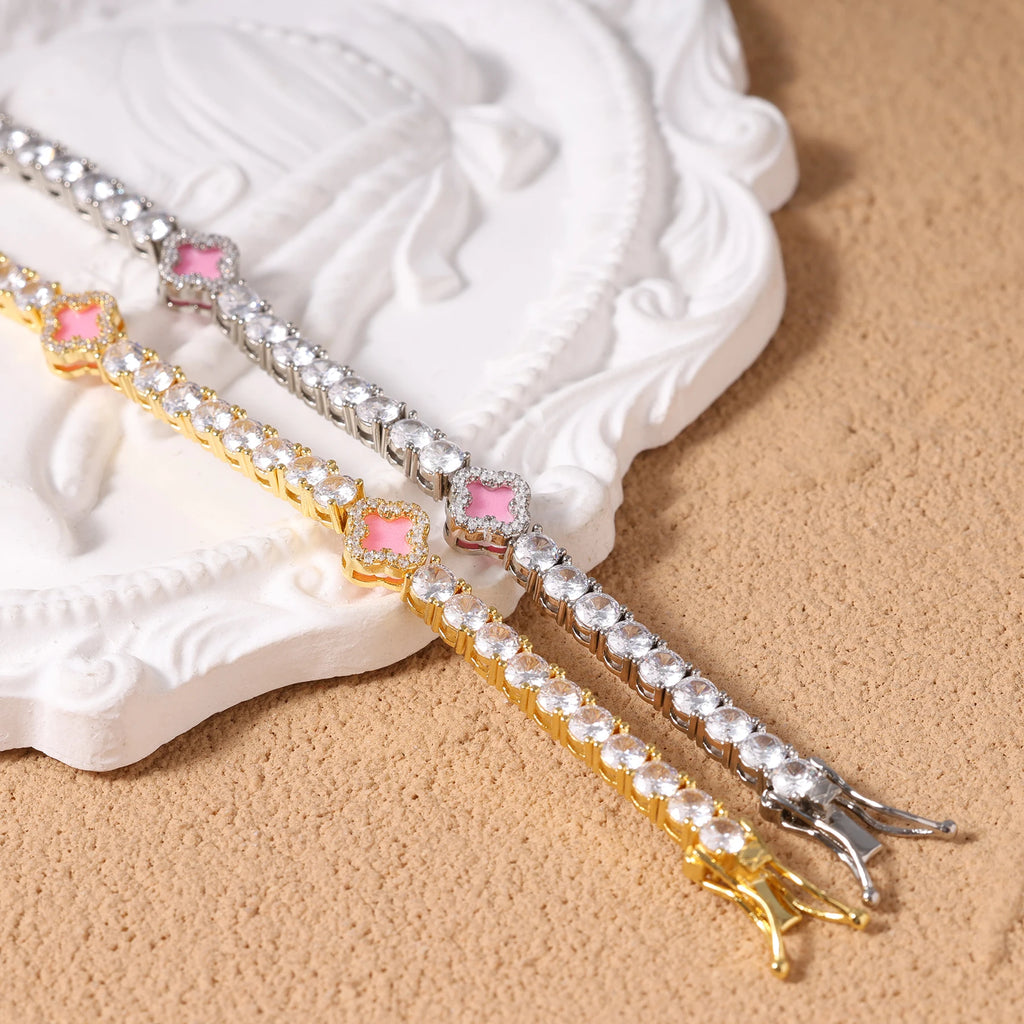 Tennis Clover Bracelet Iced Out 4mm