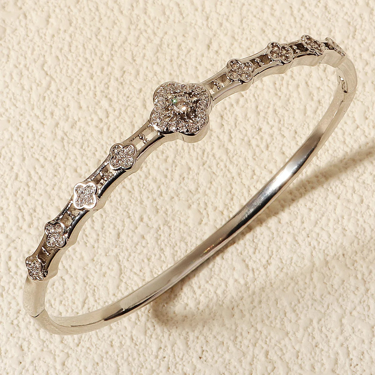 Flower Bangle Leaf Clover Bracelet
