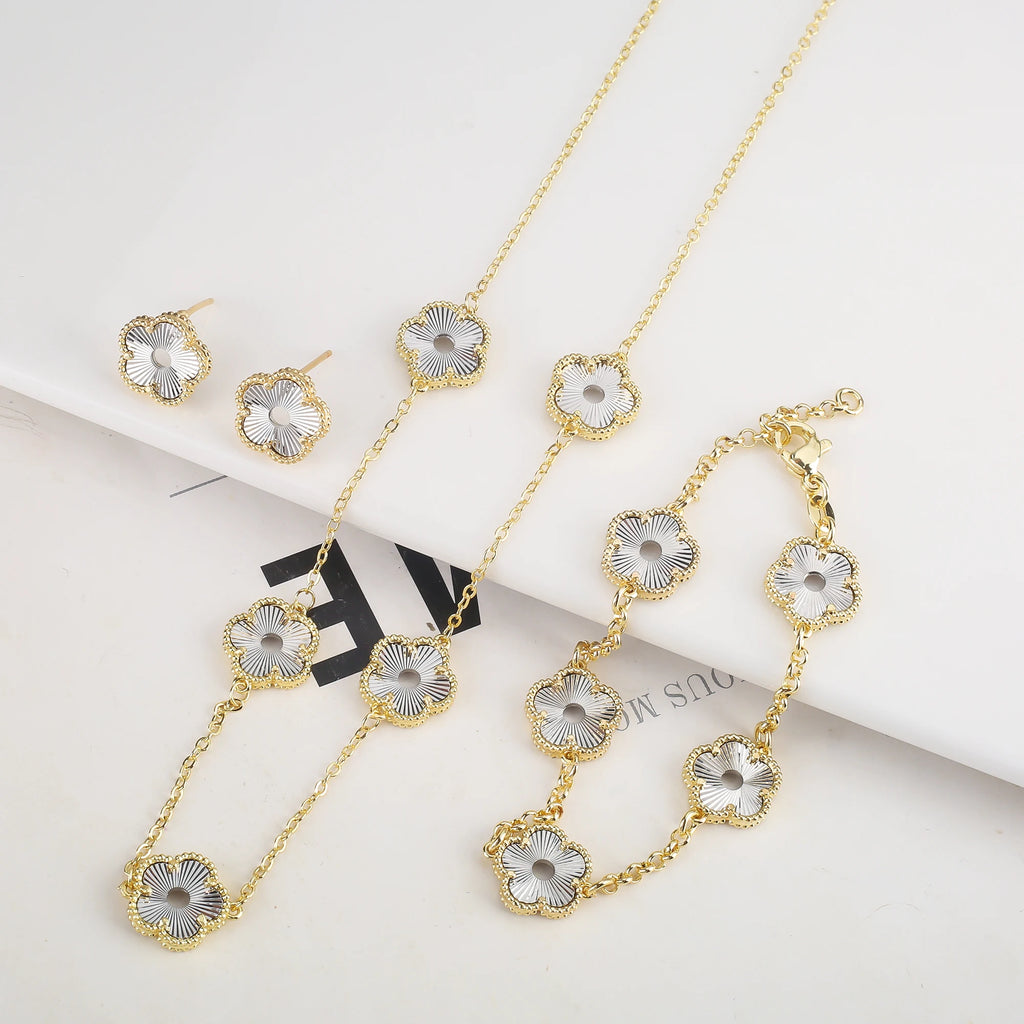 Necklace, Bracelet, Earring Clover Set