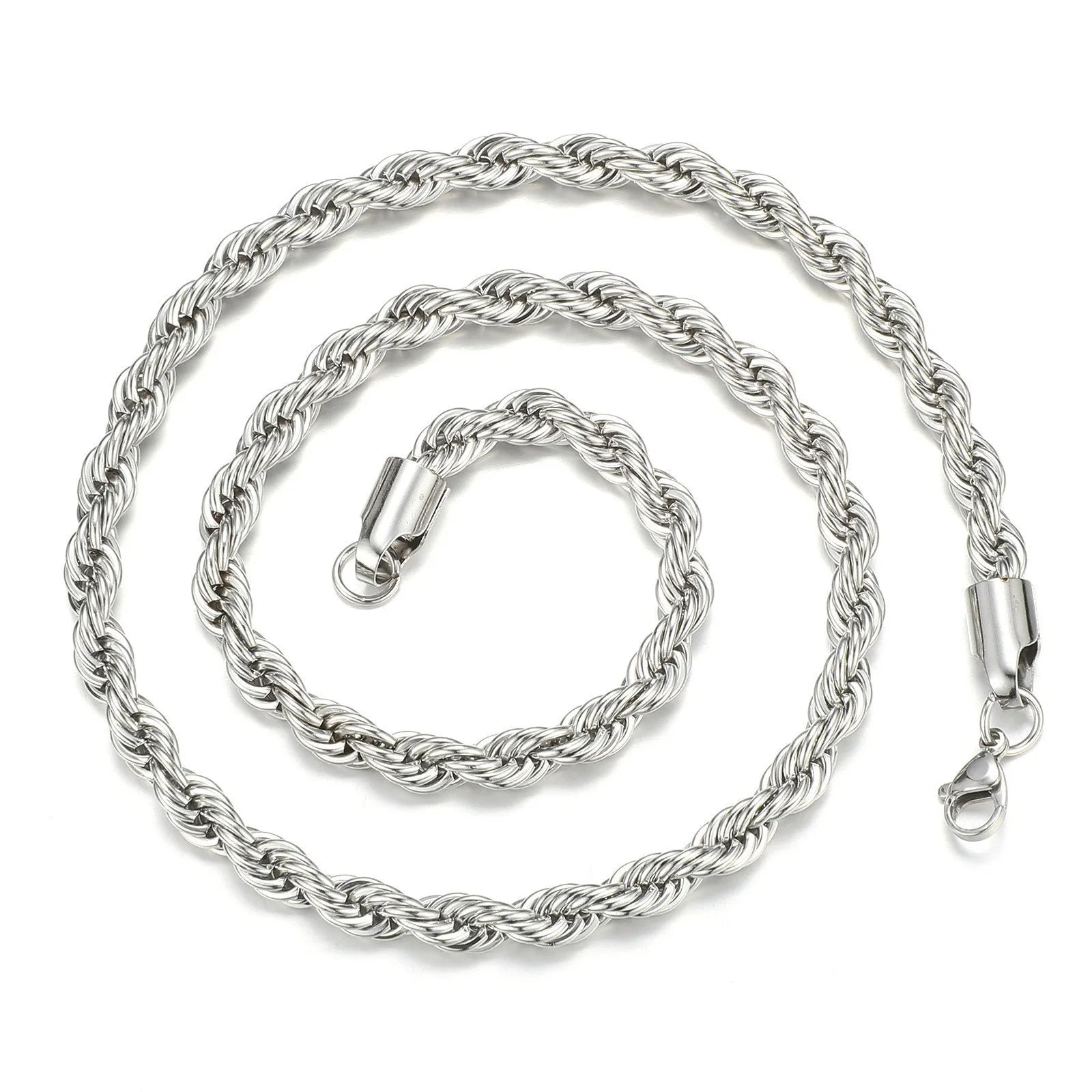 Stainless Steel Twisted Rope Chain Necklace