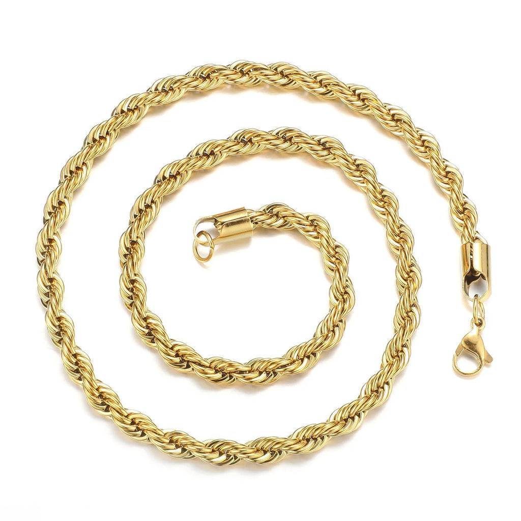 Stainless Steel Twisted Rope Chain Necklace