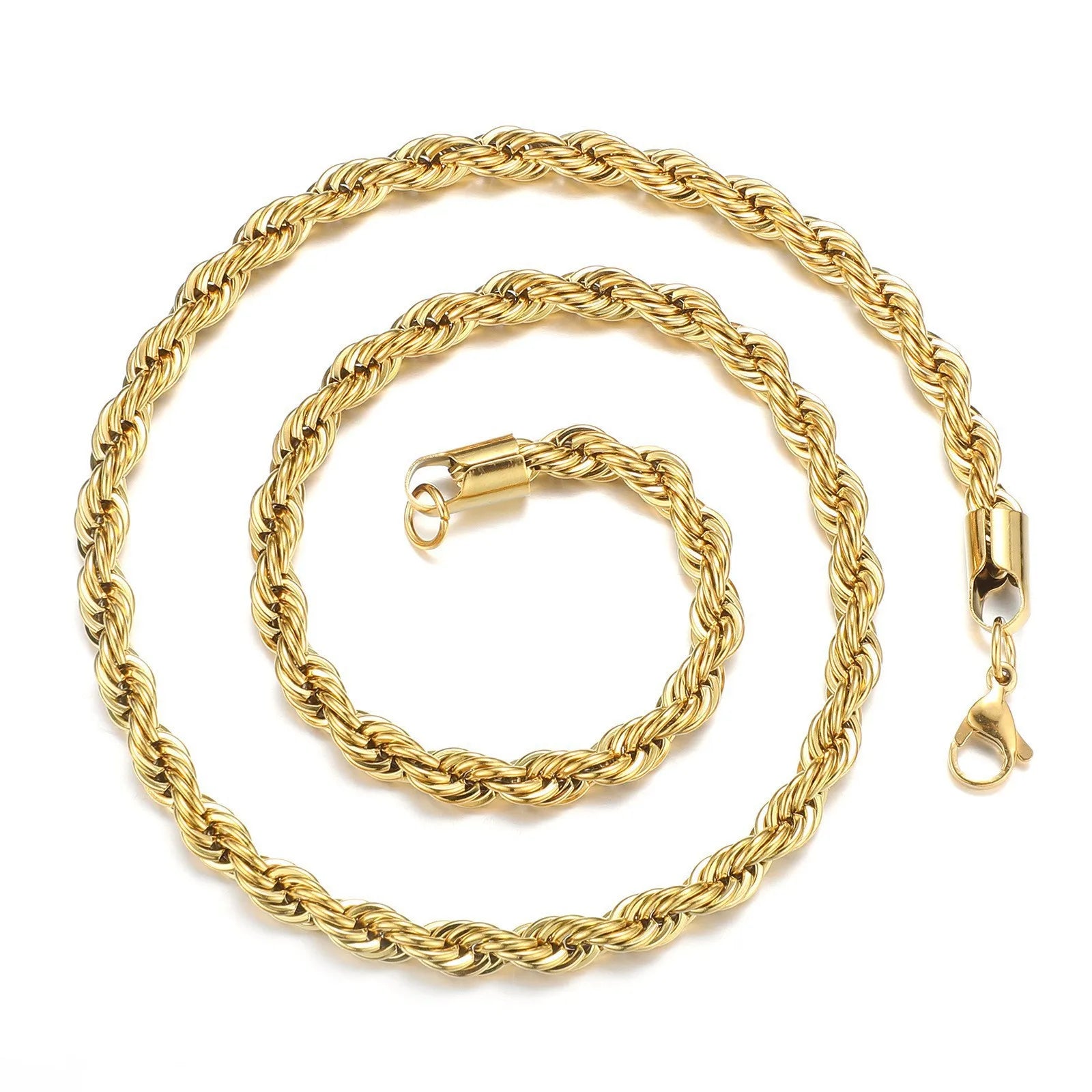 Stainless Steel Twisted Rope Chain Necklace