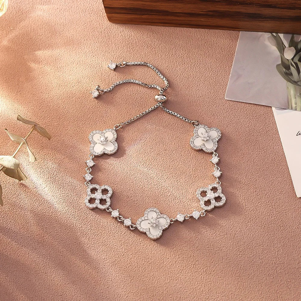 Crystal Bloom Clover Bracelet & Earrings