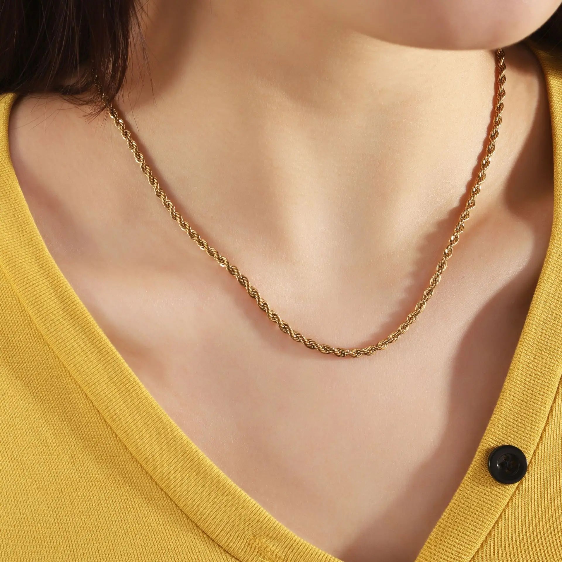 Stainless Steel Twisted Rope Chain Necklace