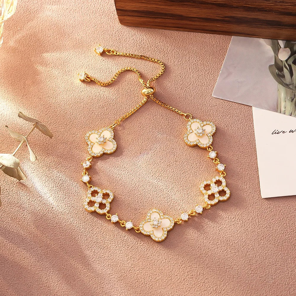Crystal Bloom Clover Bracelet & Earrings