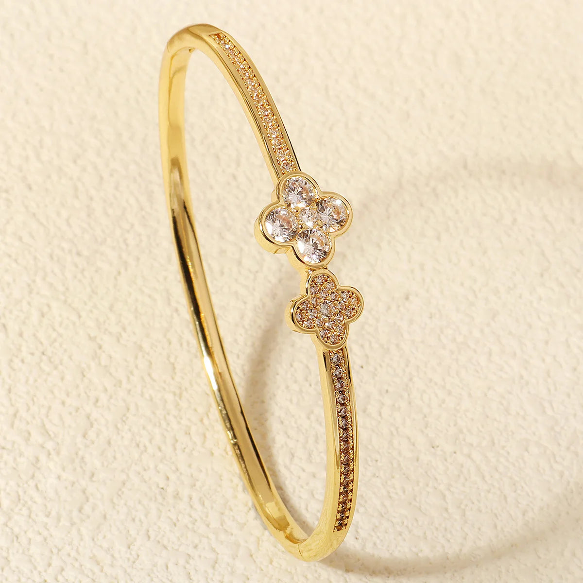 Flower Bangle Leaf Clover Bracelet