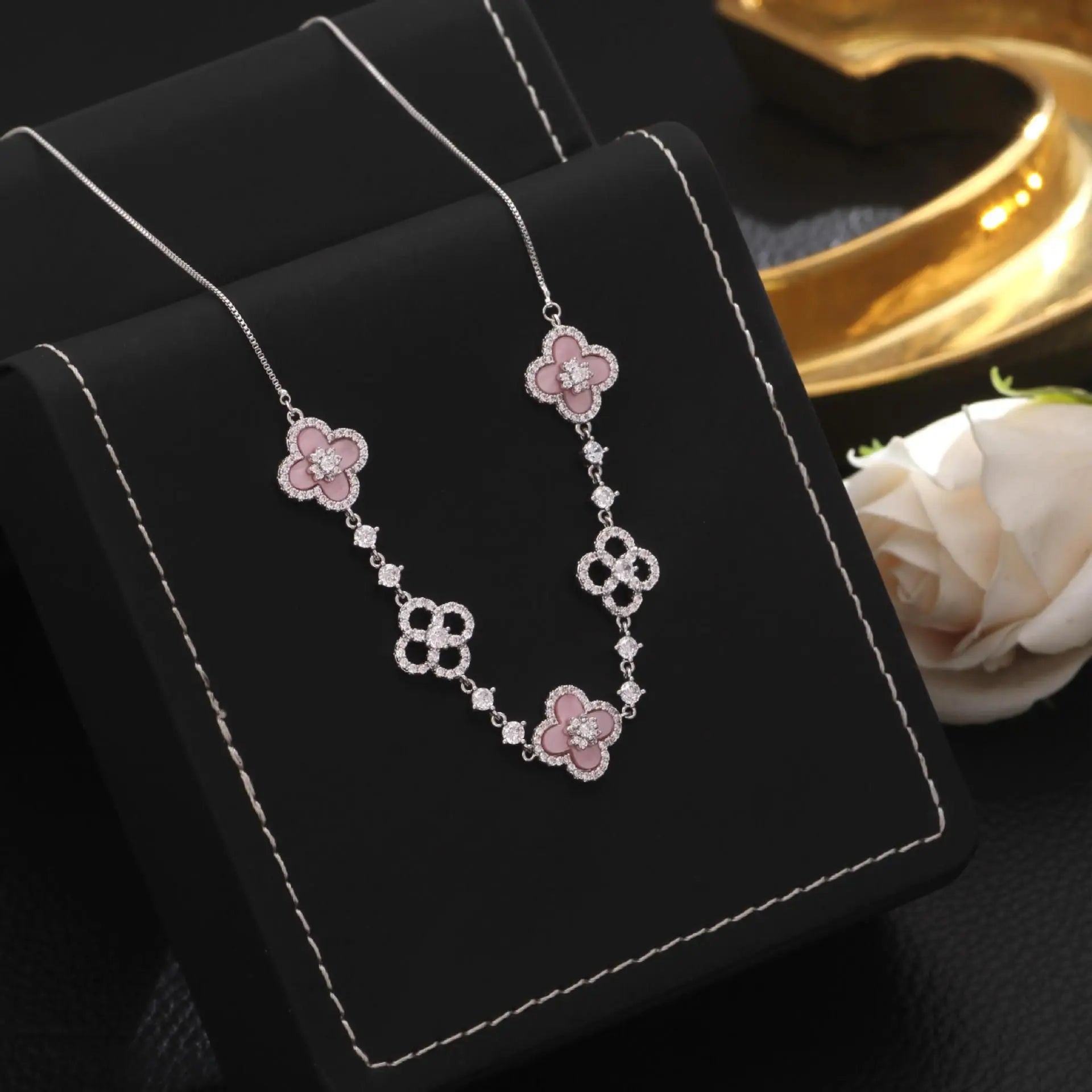Crystal Bloom Clover Necklace