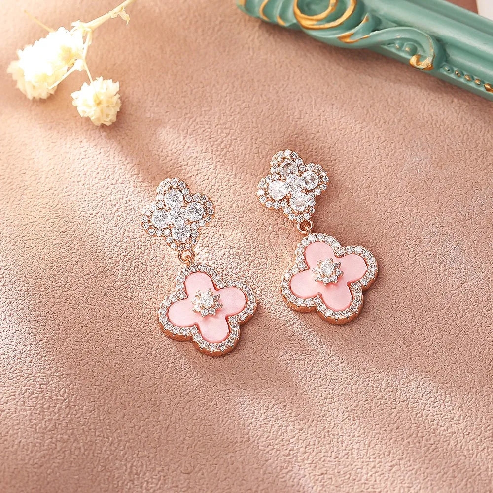 Crystal Bloom Clover Bracelet & Earrings