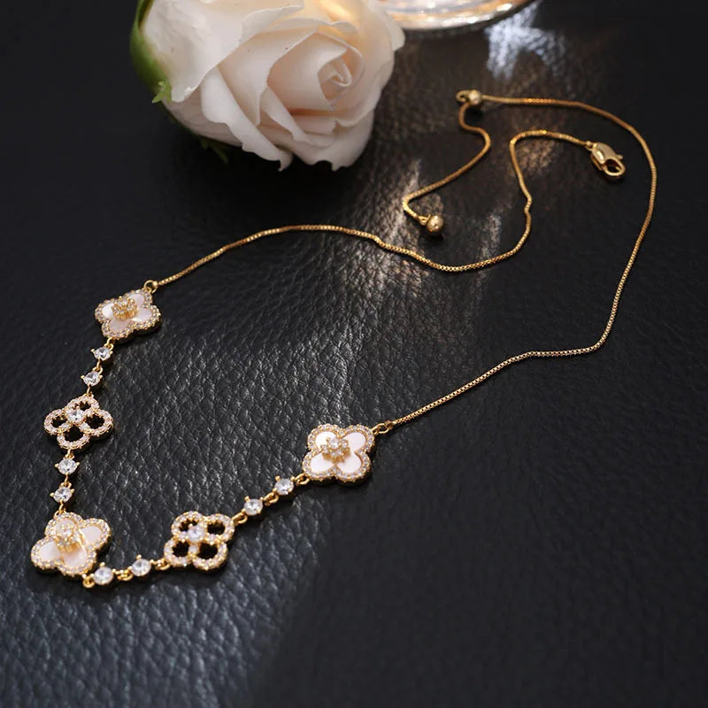 Crystal Bloom Clover Necklace