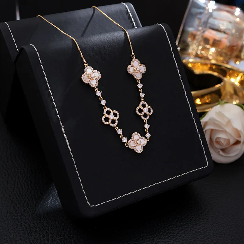 Crystal Bloom Clover Necklace