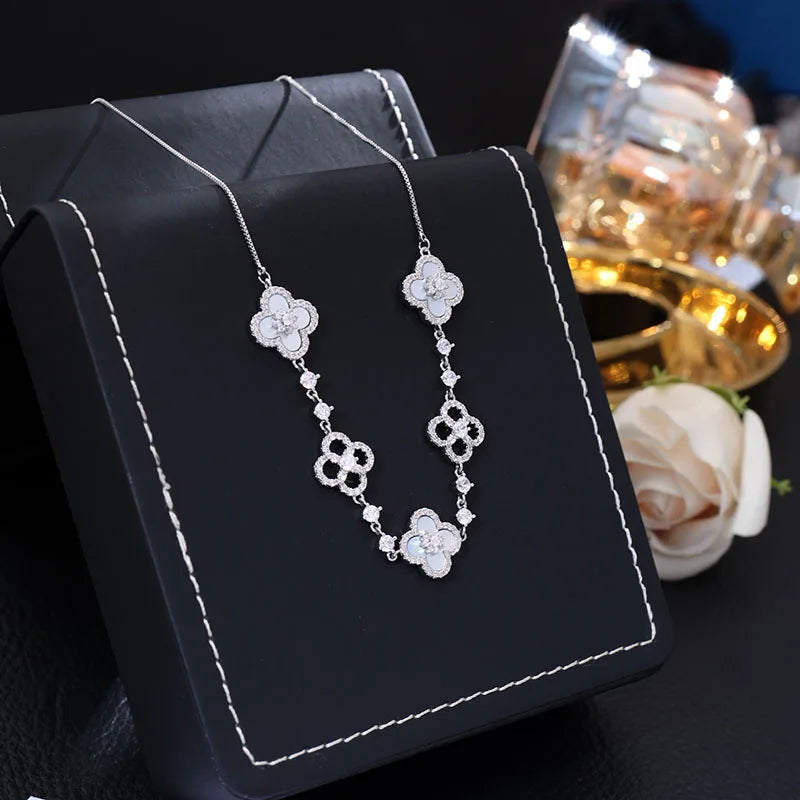 Crystal Bloom Clover Necklace