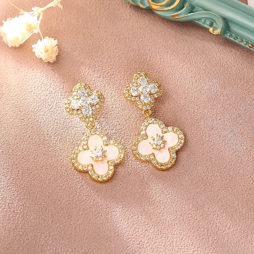 Crystal Bloom Clover Bracelet & Earrings