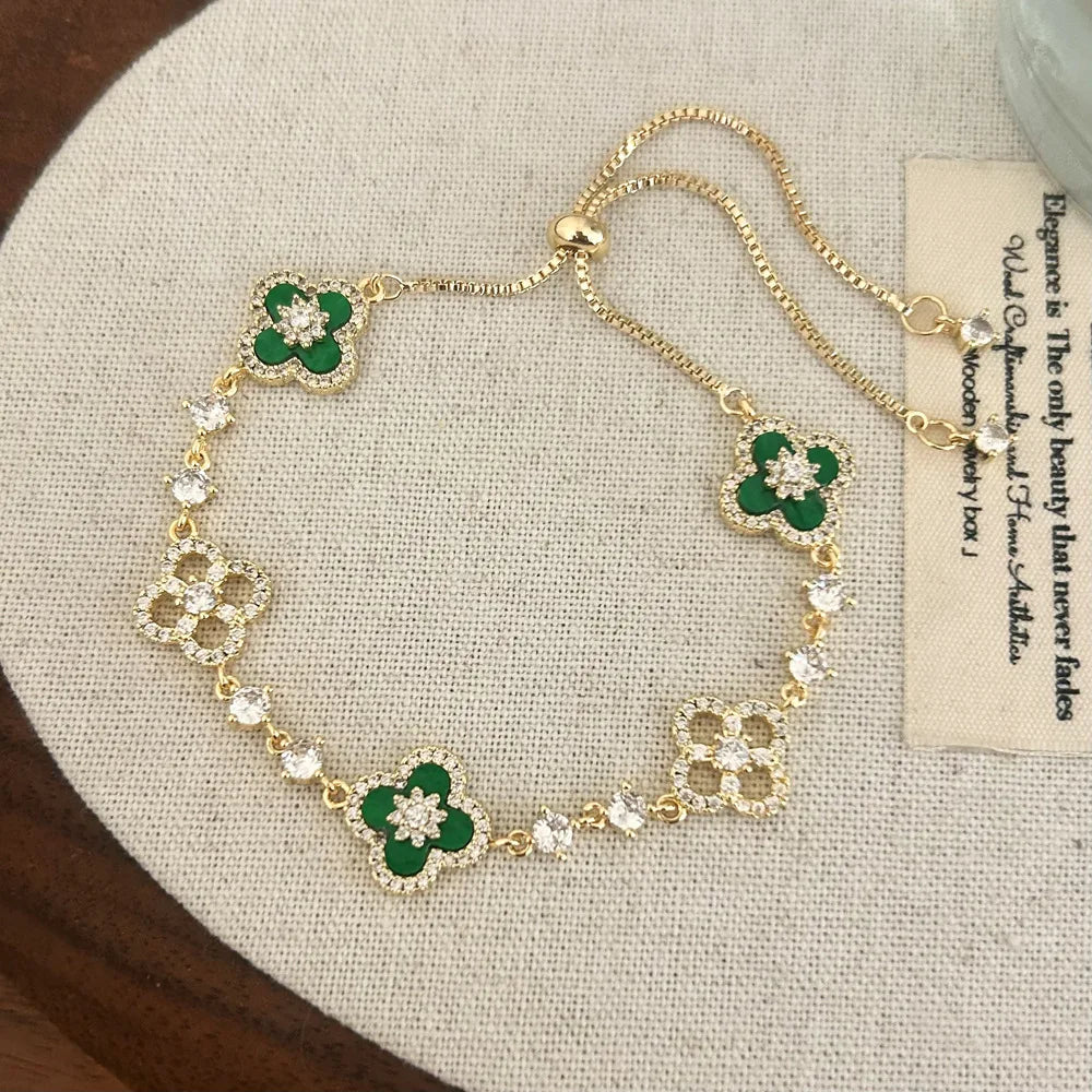 Crystal Bloom Clover Bracelet