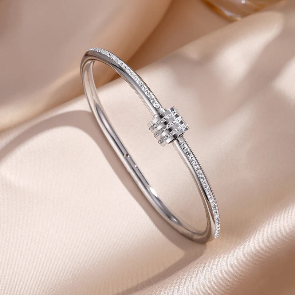5/1pcs Sparkling Stainless Steel Bracelets