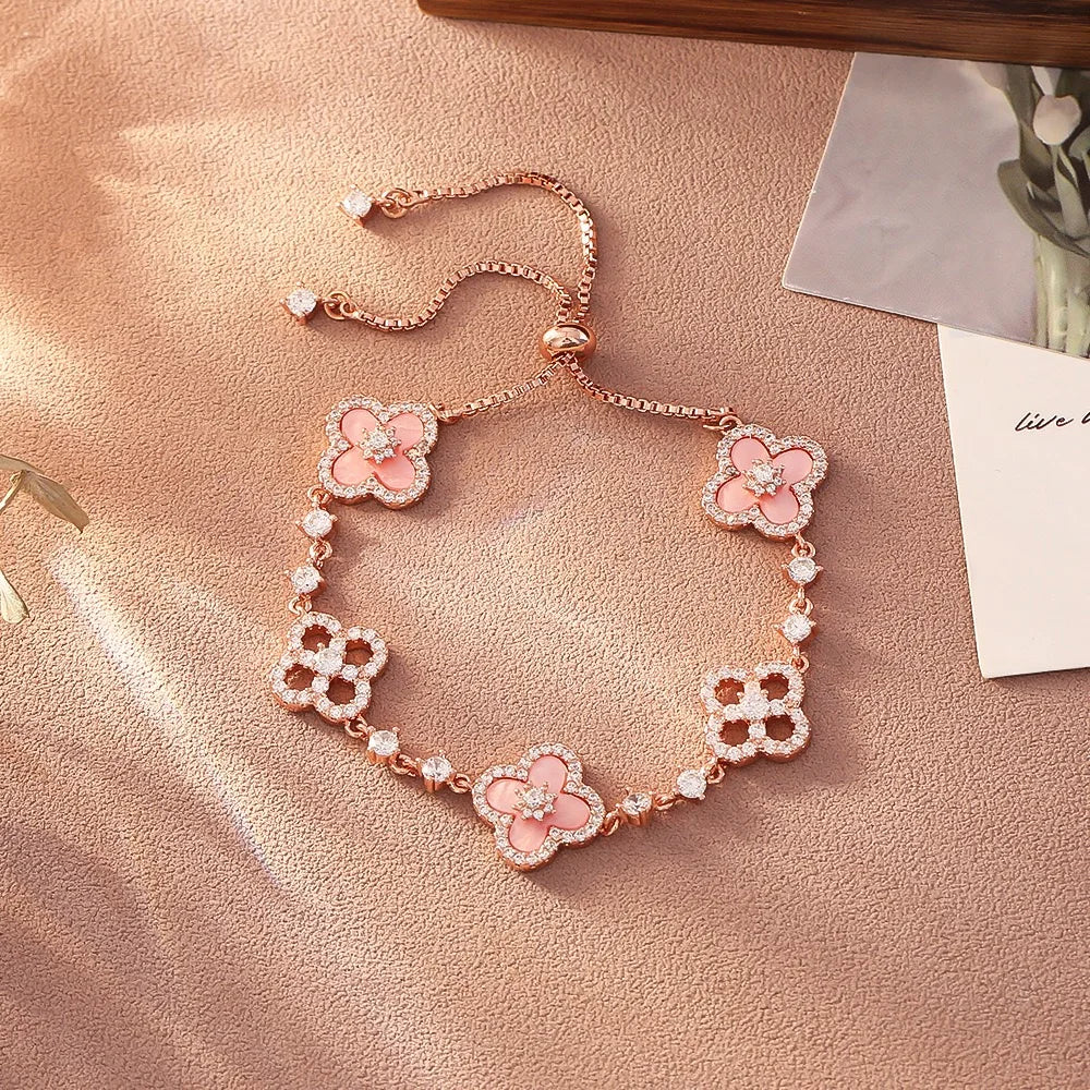 Crystal Bloom Clover Bracelet & Earrings