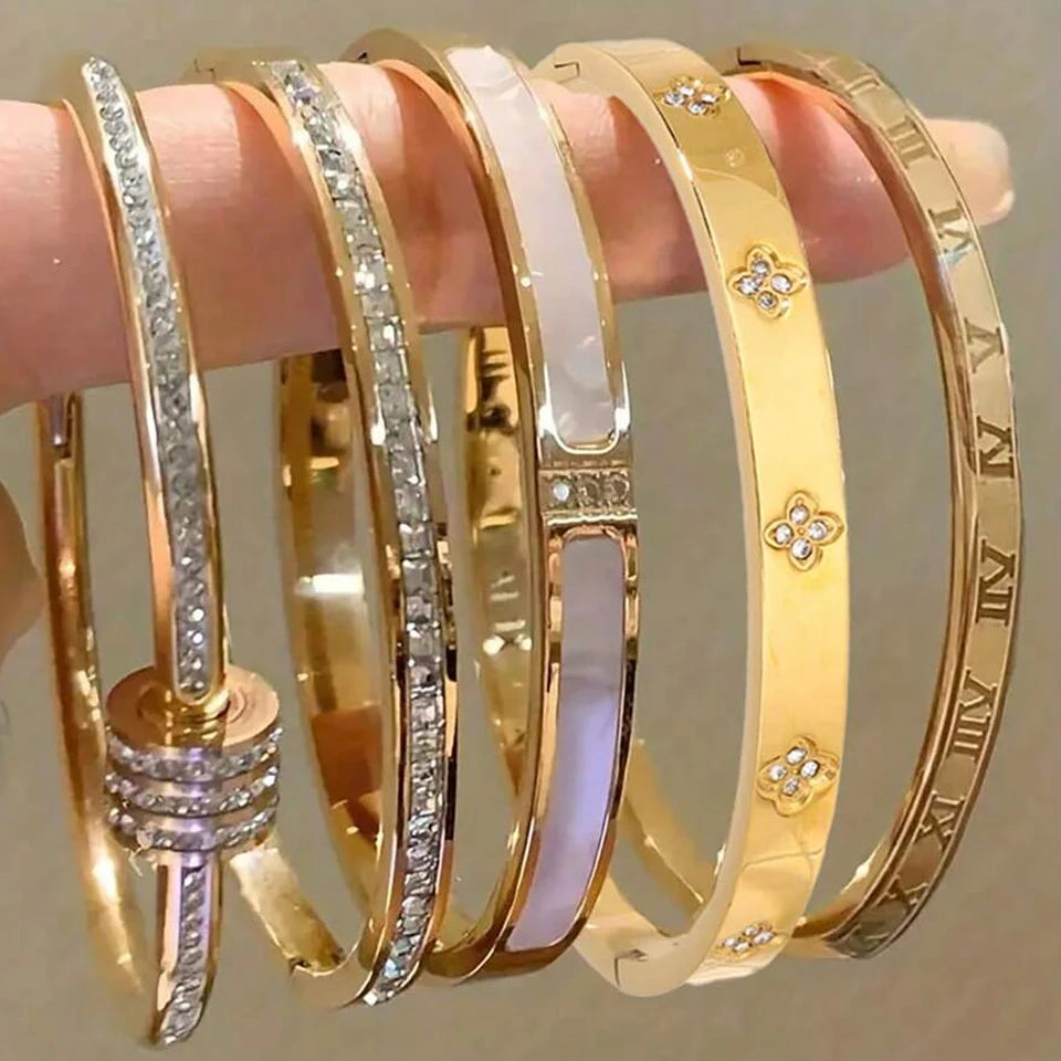 5/1pcs Sparkling Stainless Steel Bracelets