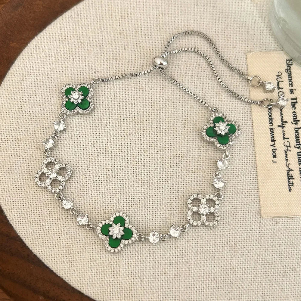 Crystal Bloom Clover Bracelet