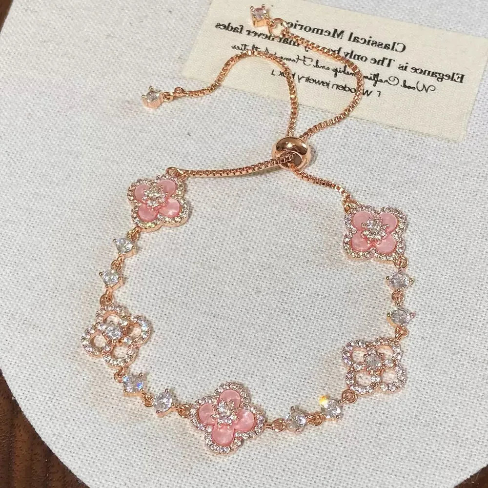 Crystal Bloom Clover Bracelet