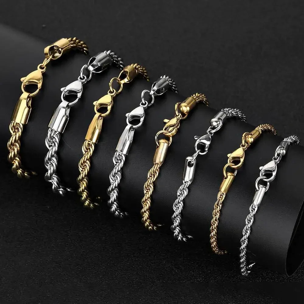 2-6MM Stainless Steel Twisted Bracelet
